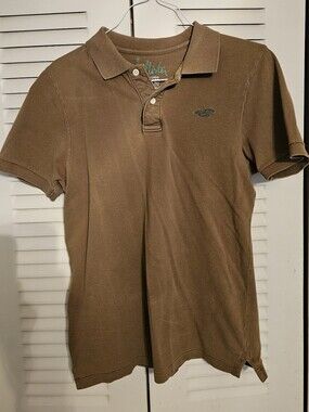 Hollister Men's Brown Polo with Embroidered Logo